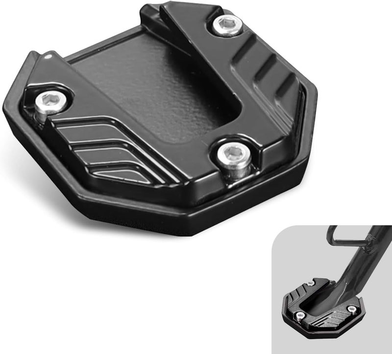 Bawkars Motorcycle Kickstand Pad, Aluminum Alloy Side Stand Extension Plate, Anti-Sink Support Accessory, Universal Kickstand Foot Pad for Most Motorcycles (Black)​ - Image 1